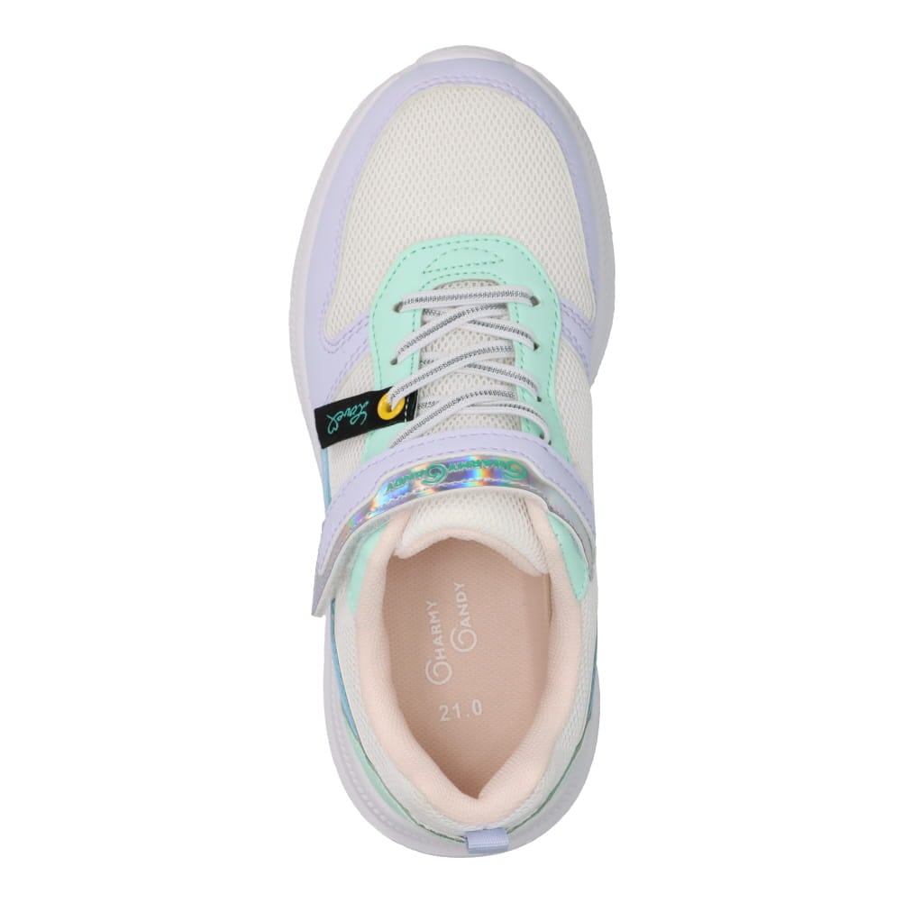 ランニングシューズ（ゴム紐＋ベルト）軽量 白底【16.0cm～18.0cm】