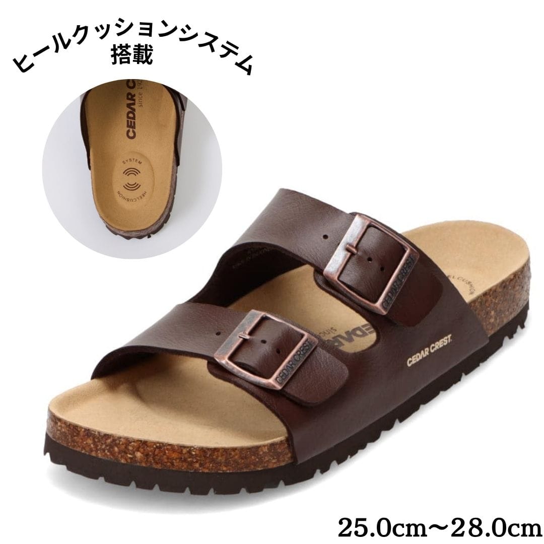 未使用COACH ダブルストラップサンダル シグネチャ×ブラウン革 6 お箱 CEDAR CREST セダークレスト カジュアルサンダル ダークブラウン