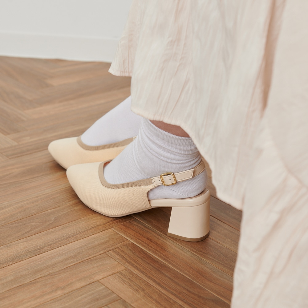 ニットバックバンドパンプス