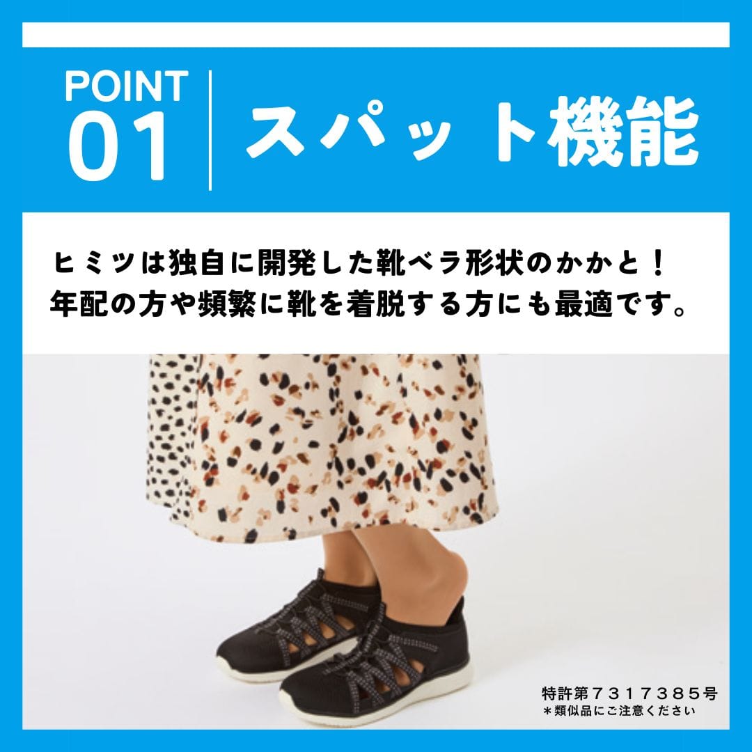 スパットシューズ（スニーカーサンダルタイプ）メッシュ素材 手を使わずに履ける【22.5cm～25.0cm】
