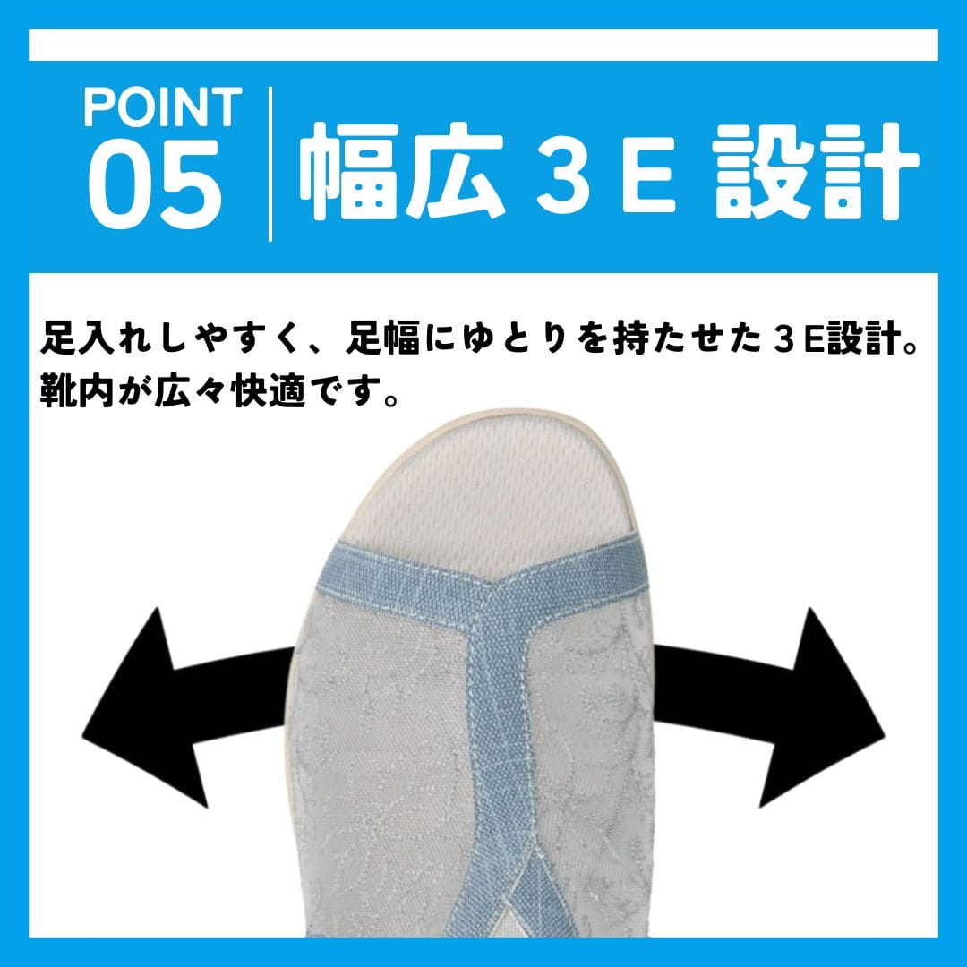 スパットシューズ（サンダルタイプ）接触冷感 幅広 3E 手を使わずに履ける【21.0cm～25.5cm（SS～LL）】