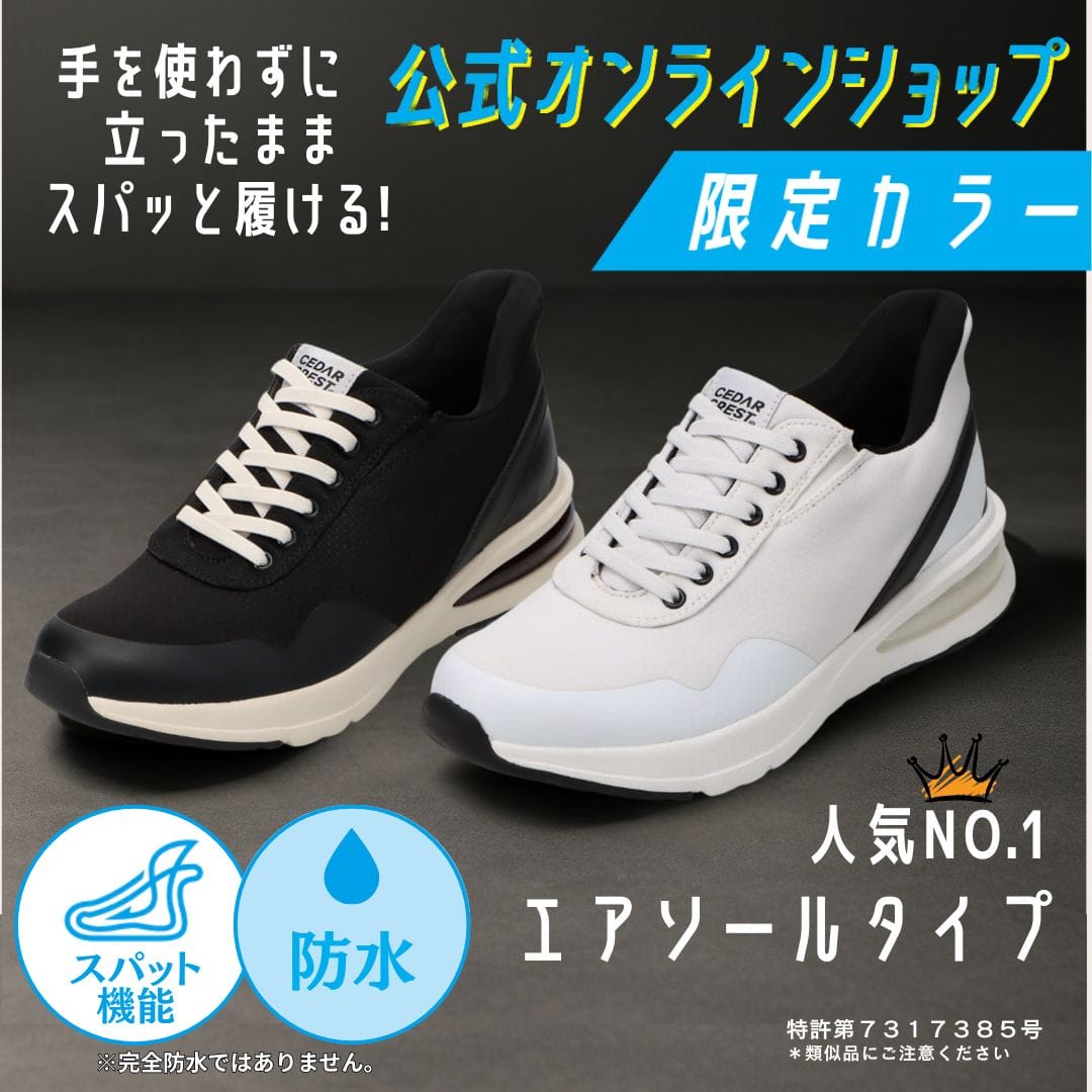 【EC限定カラー】スパットシューズ（エアソールタイプ）防水 手を使わずに履ける【24.5cm～28.0cm】