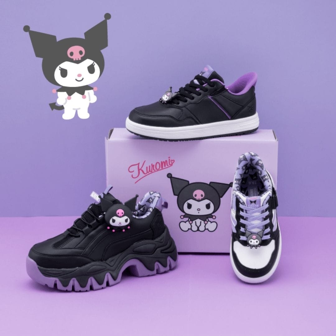 【KUROMI｜クロミ】スパットシューズ × サンリオキャラクターズ（厚底タイプ）手を使わずに履ける【22.5cm～25.0cm】